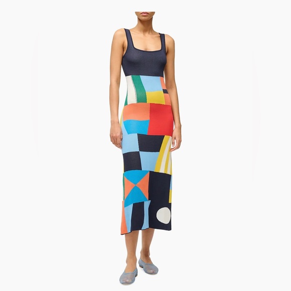 Staud Katie Patchwork Midi-Dress - Sails Up - Picture 1 of 5